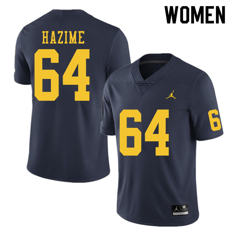 Women #64 Mahdi Hazime Michigan Wolverines College Football Jerseys Sale-Navy
